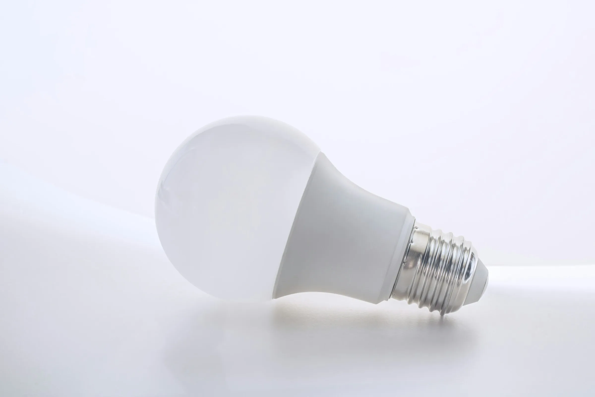 LED light bulb on a white surface